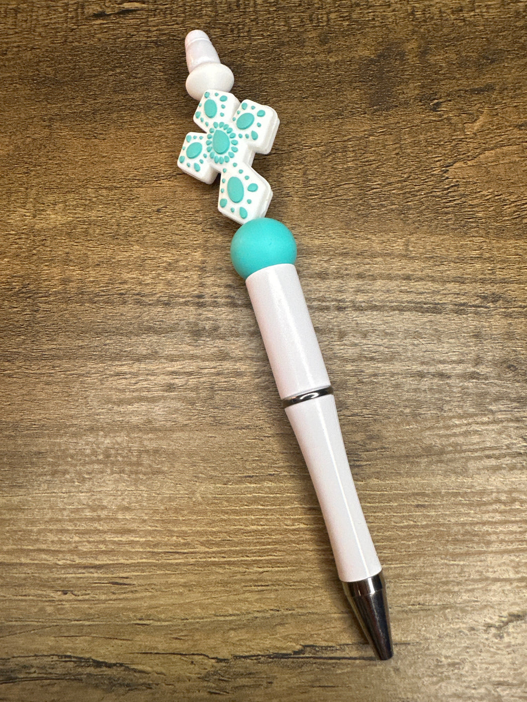 White Teal Cross Pen